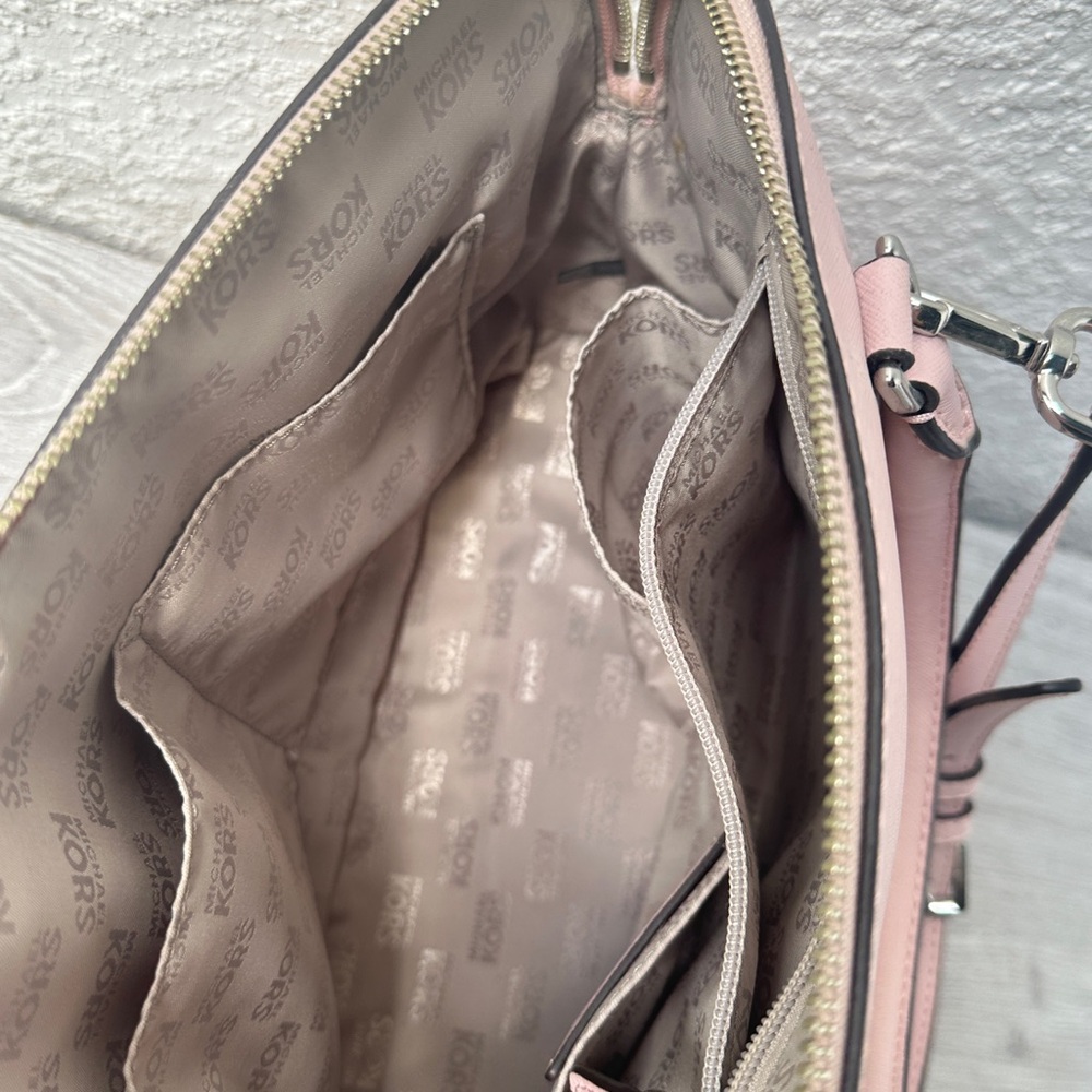 Michael Kors Blush Pink Saffiano Leather Dome Satchel Crossbody Bag - Picture 8 of 17